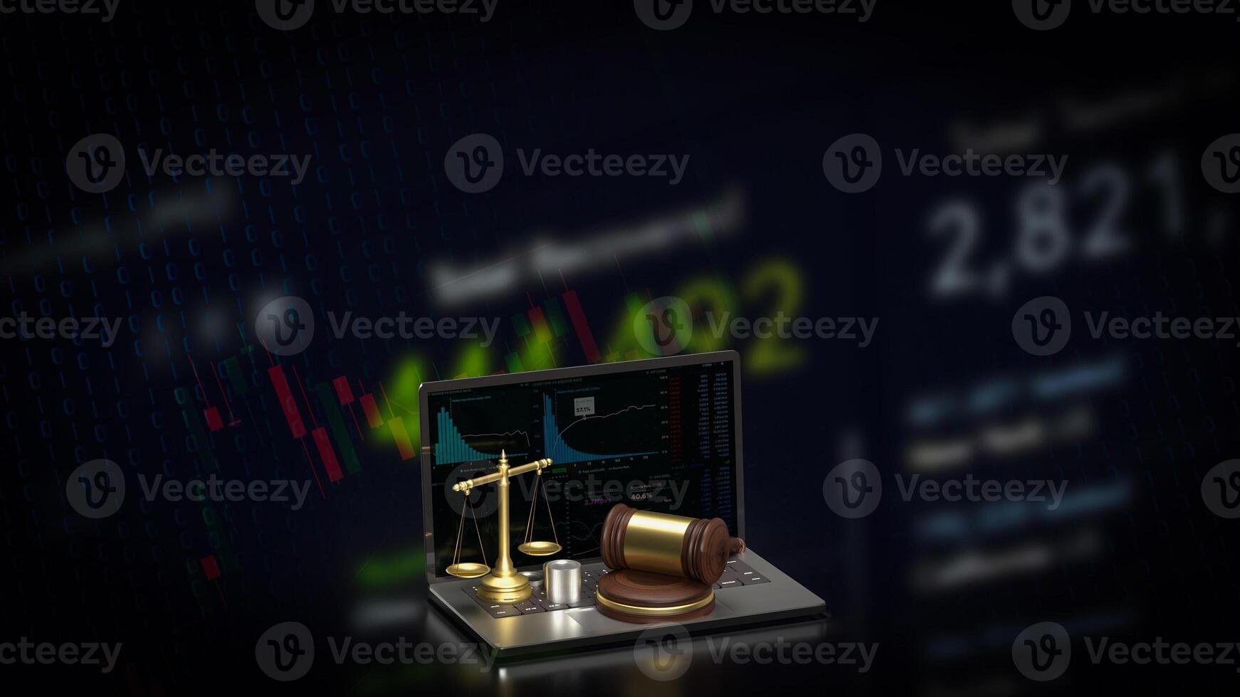 The libra on notebook for law concept 3d rendering. photo