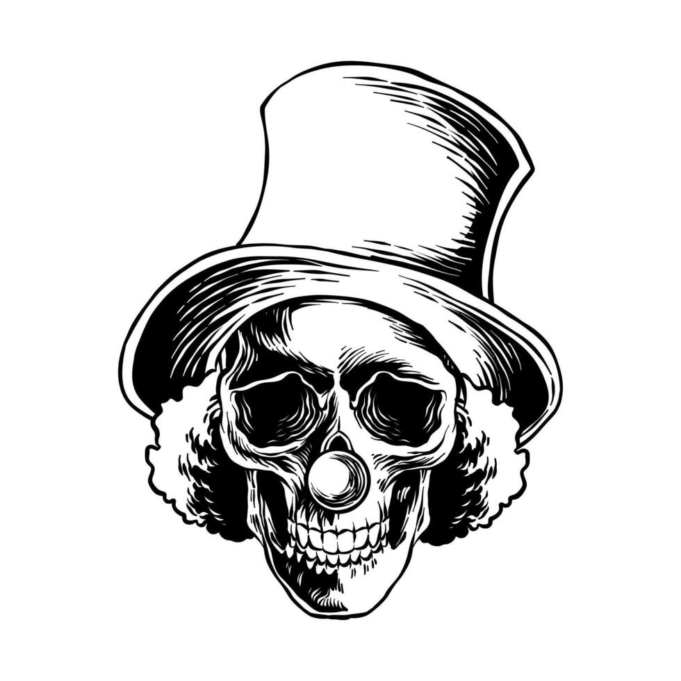 clown skull in black and white vector