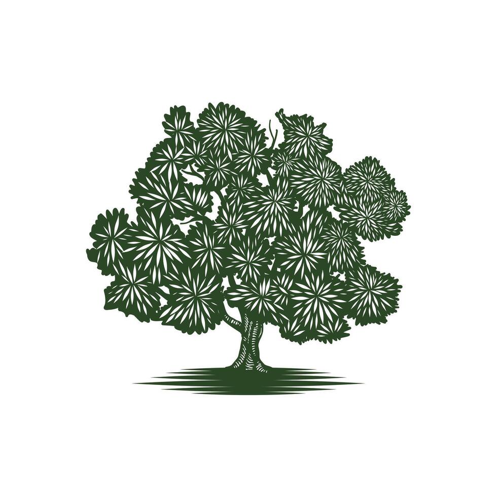 illustration of a green tree silhouette vector