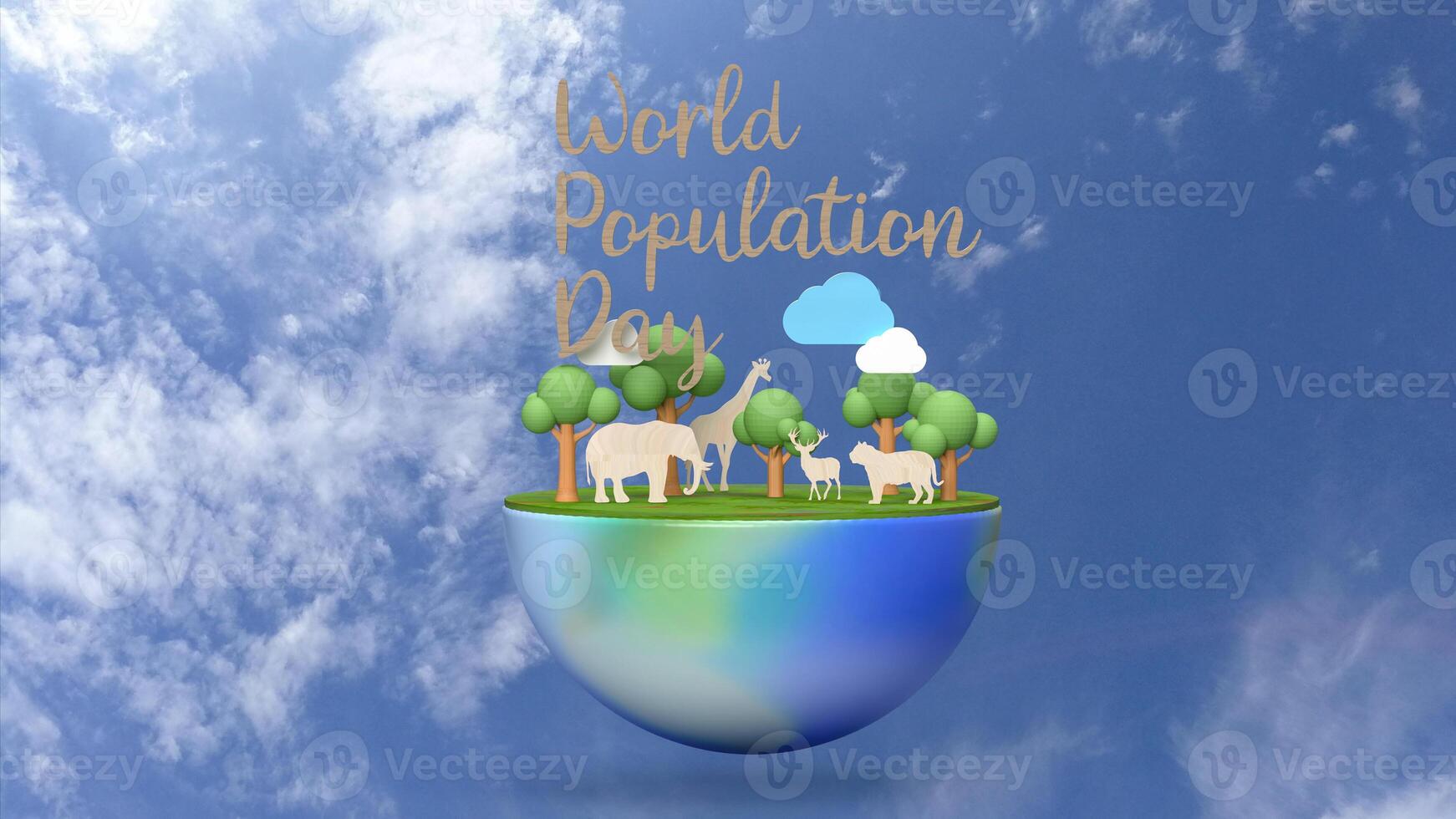 The World Population Day and earth for Holiday concept 3d photo