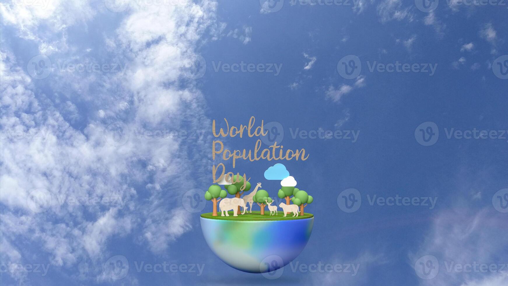 The World Population Day and earth for Holiday concept 3d photo