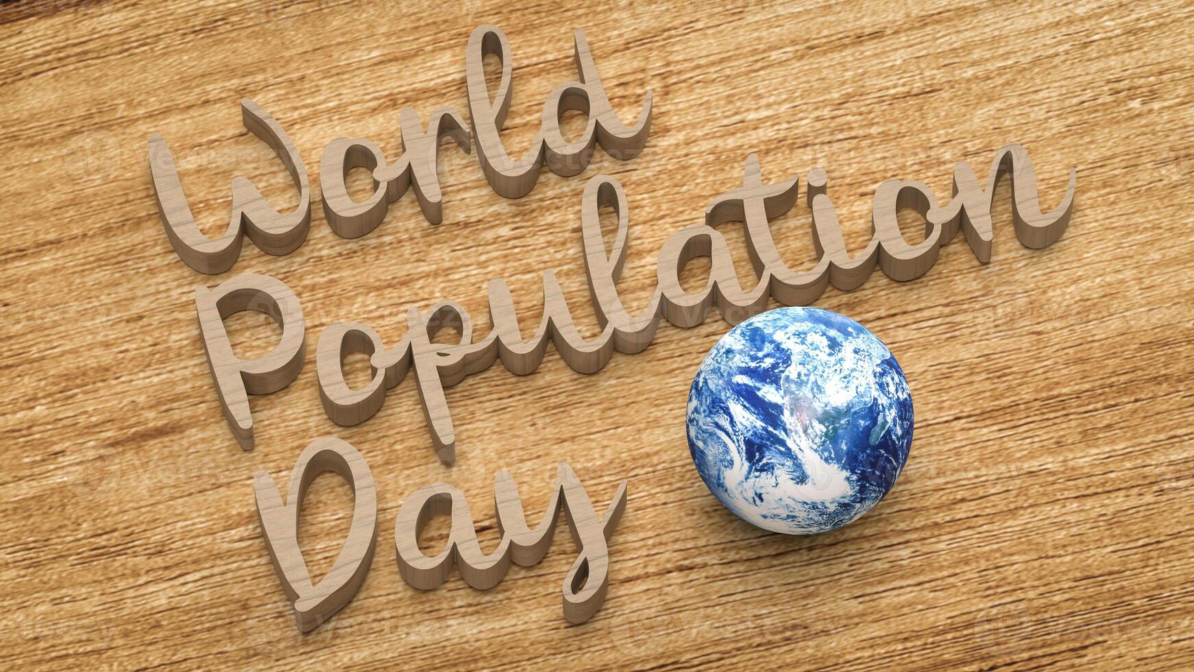 The World Population Day and earth for Holiday concept 3d photo