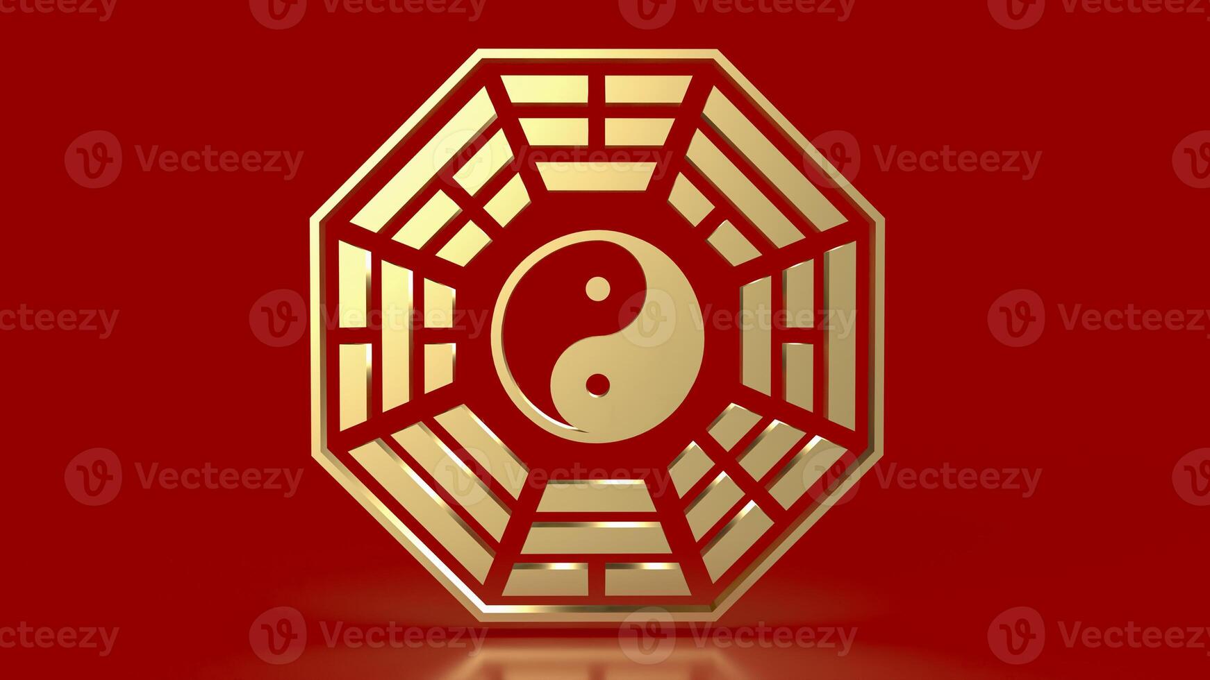 The Gold Bagua symbol of taoism for religion concept 3d rendering. photo