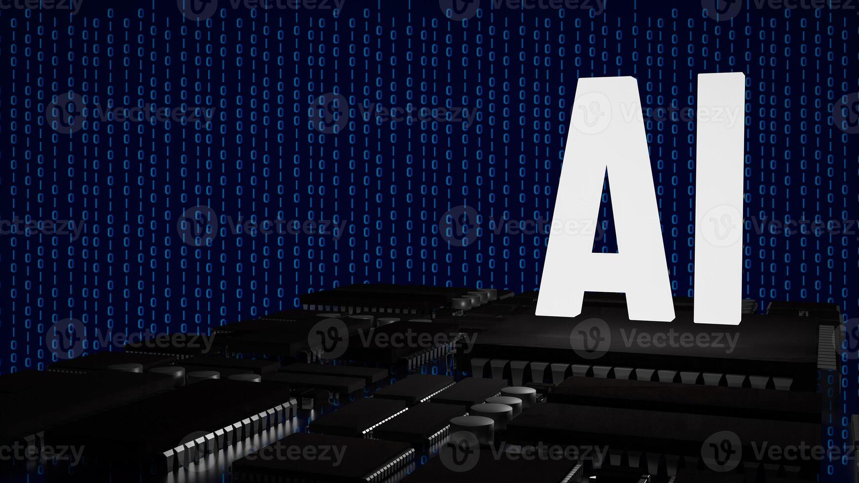 The PCB Board and chip for ai concept 3d rendering. photo