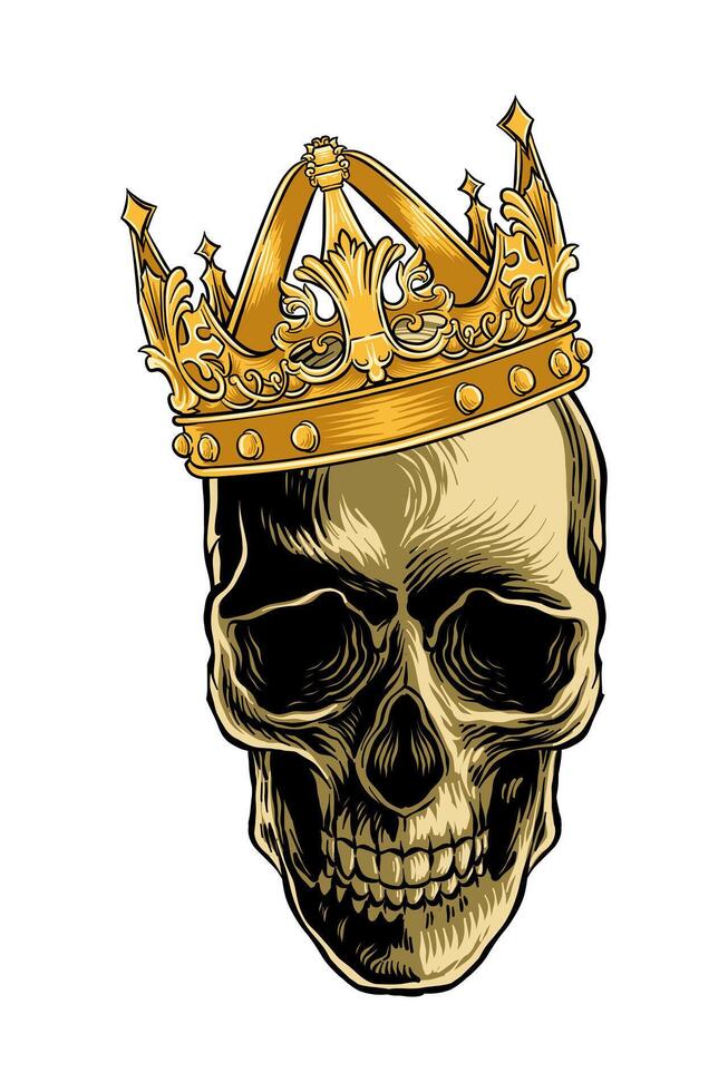 illustration of a skull wearing a crown vector