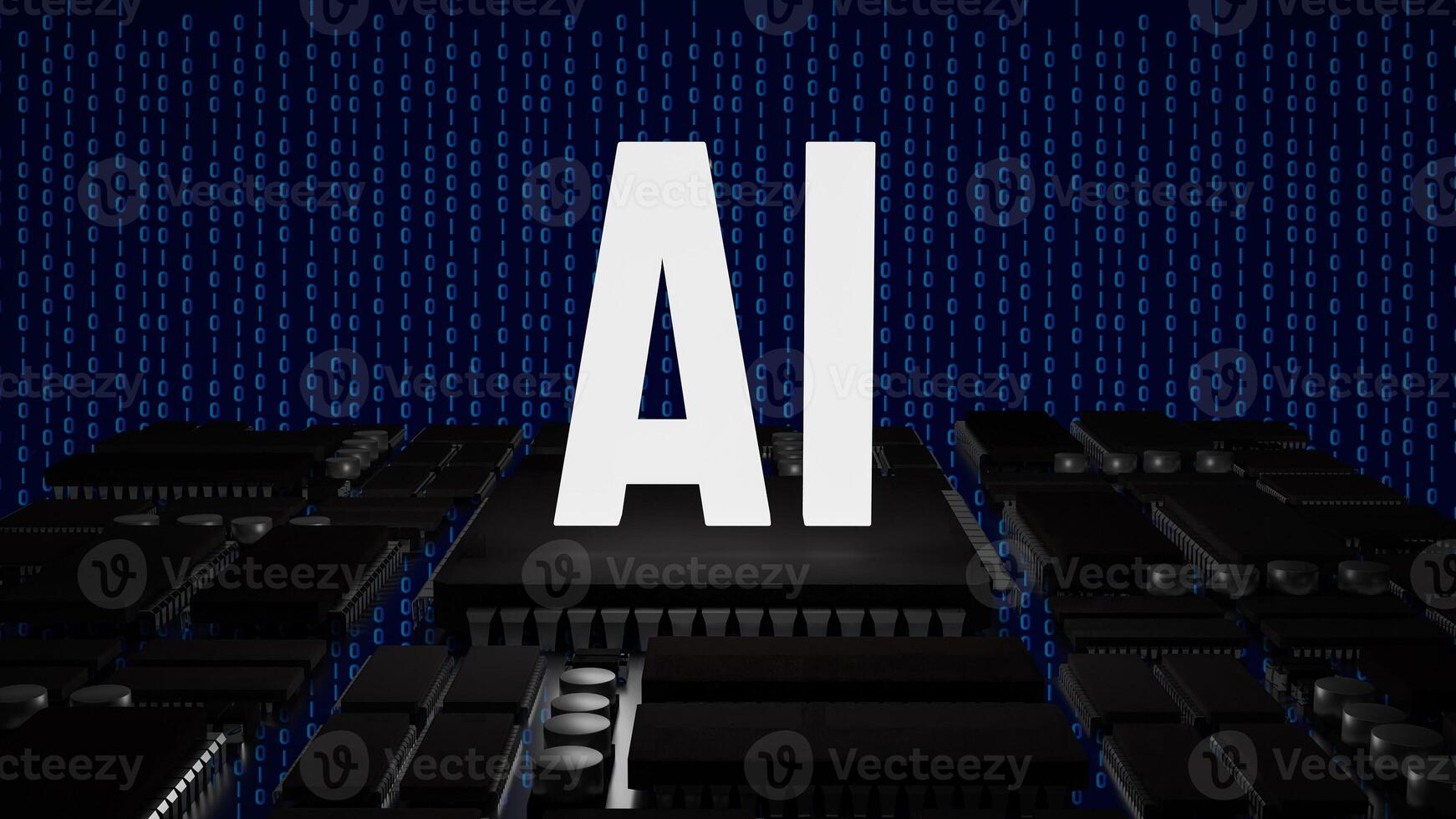 The PCB Board and chip for ai concept 3d rendering. photo