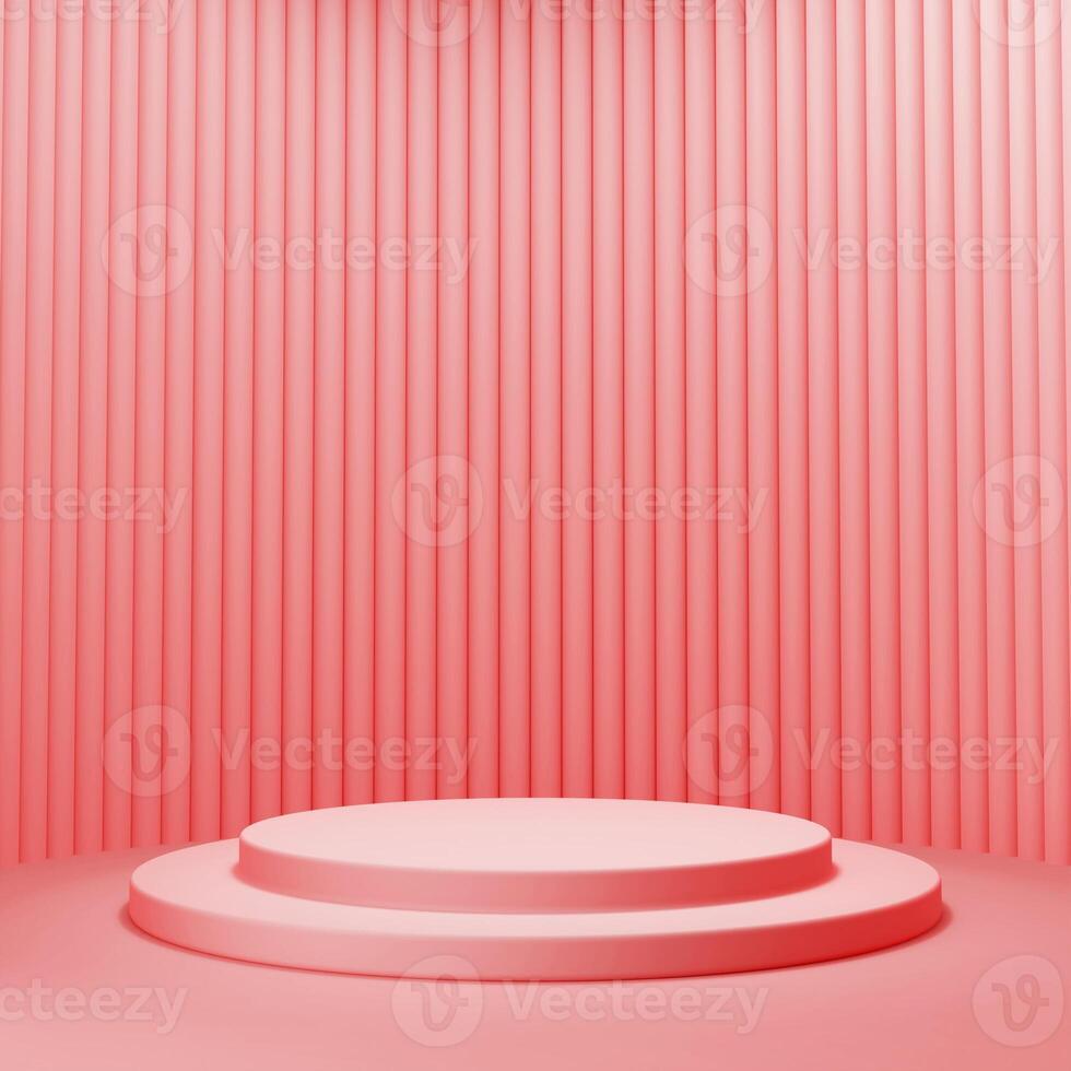 round pink podium with curve modern wall in feminine product display scene composition square ratio photo