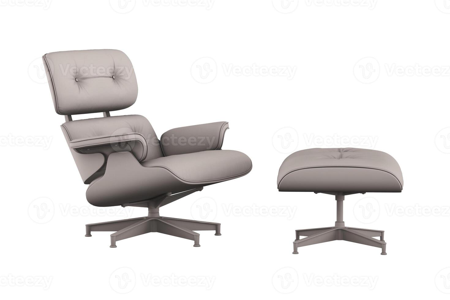 3d rendering of lounge chair with stool , Solid material photo