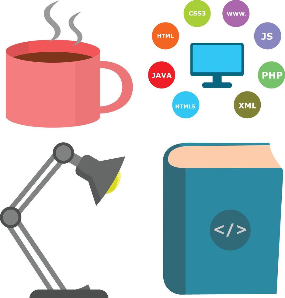 programming icons set free file vector