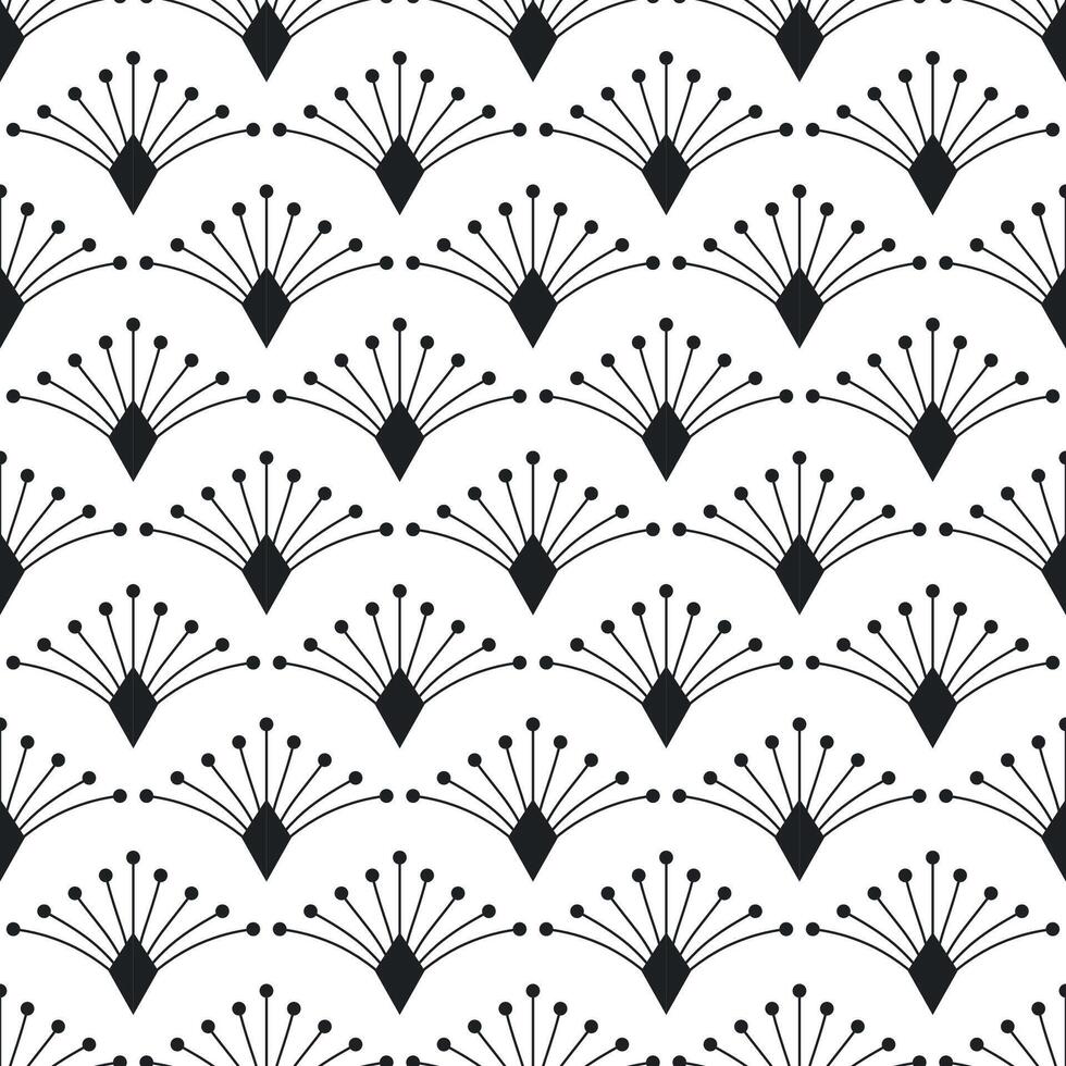 seamless decorative black and white pattern. Geometric ornamental luxury design. Repeatable elegant monochrome background vector