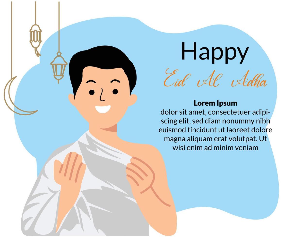 muslim man praying using ihram hajj clothes vector