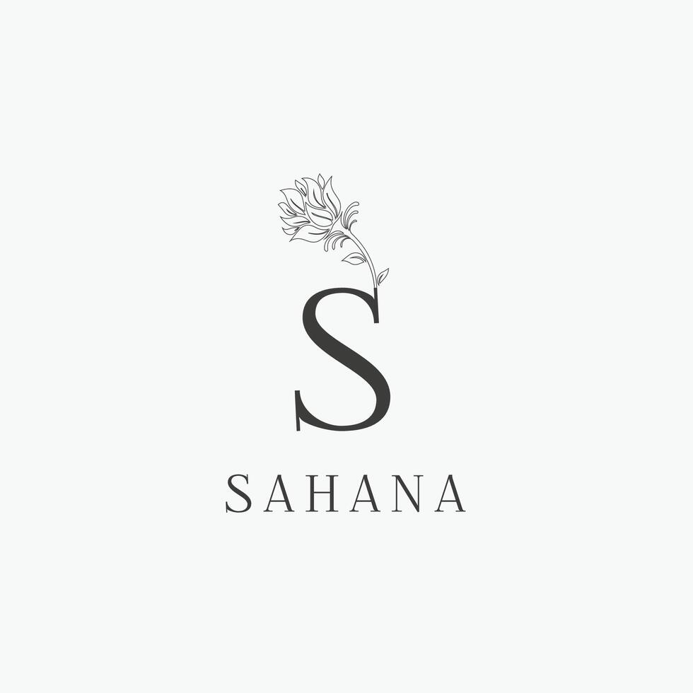 S letter logo with a creative floral concept for company business beauty real estate premium vector