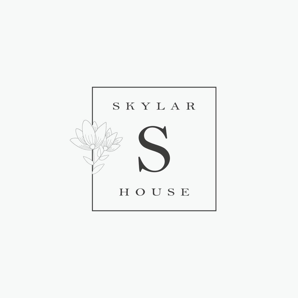 S letter logo with a creative floral concept for company business beauty real estate premium vector