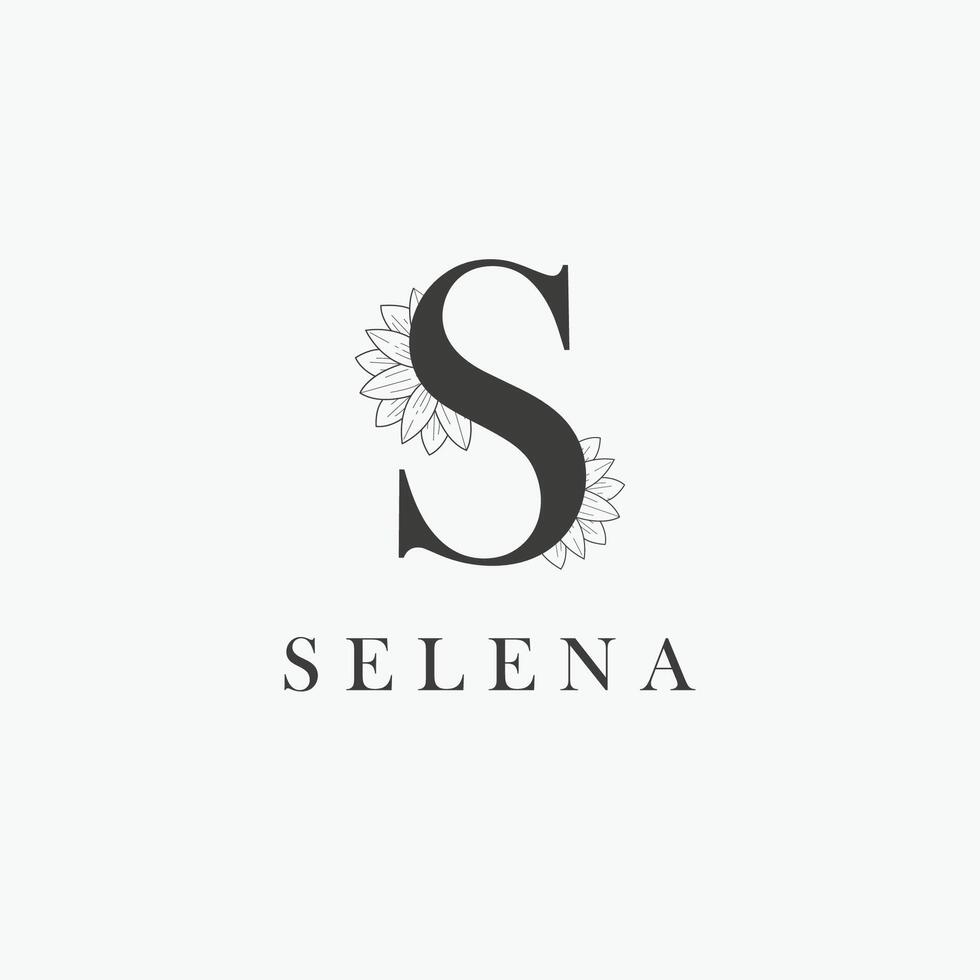 S letter logo with a creative floral concept for company business beauty real estate premium vector
