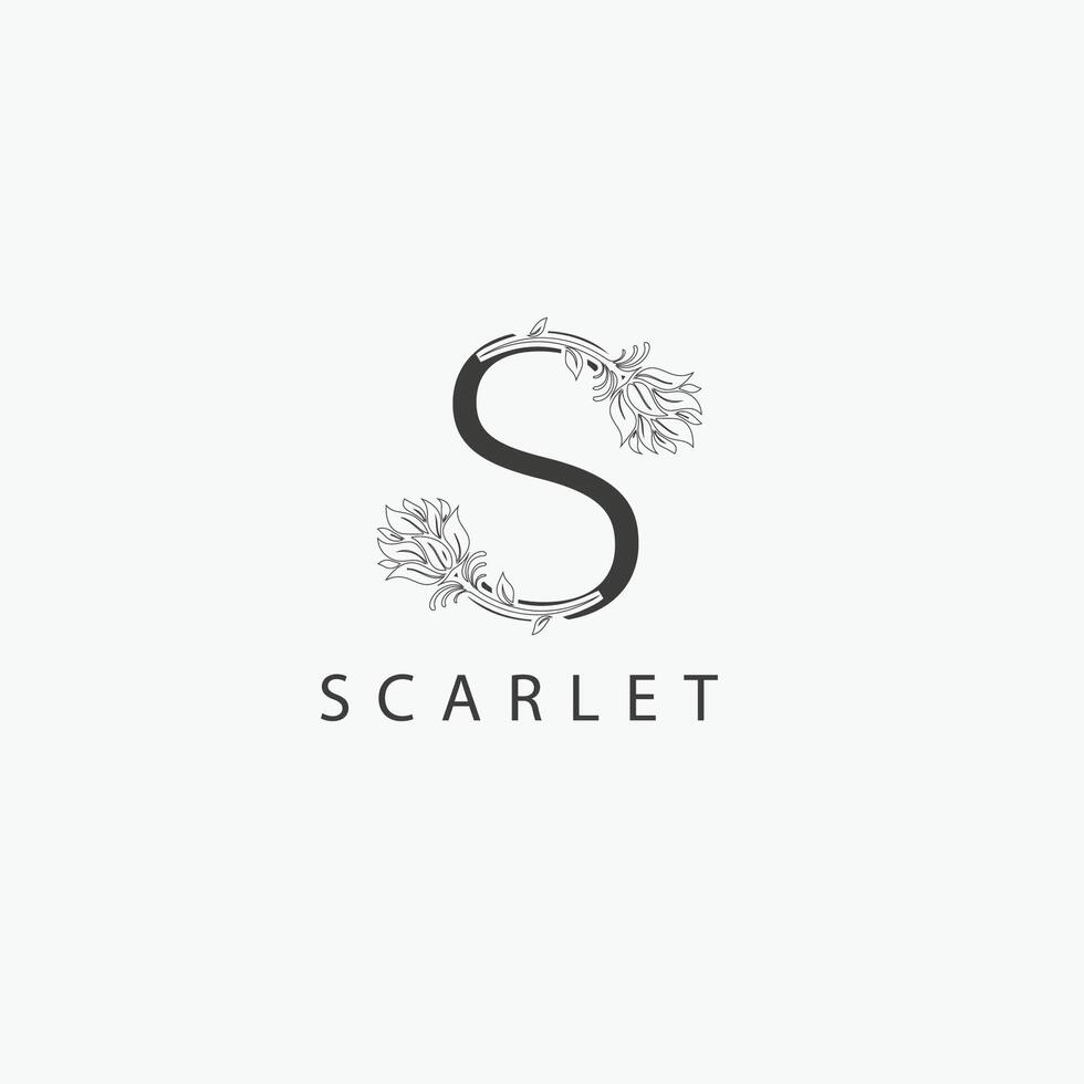 S letter logo with a creative floral concept for company business beauty real estate premium vector