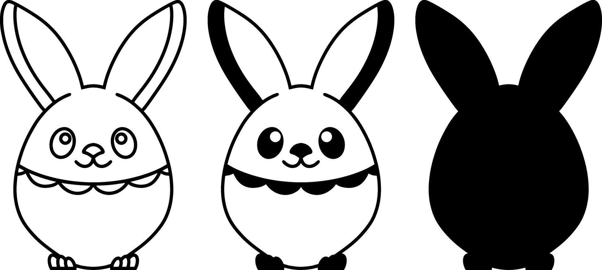 Doodle rabbit egg icon Easter art Hare for design vector