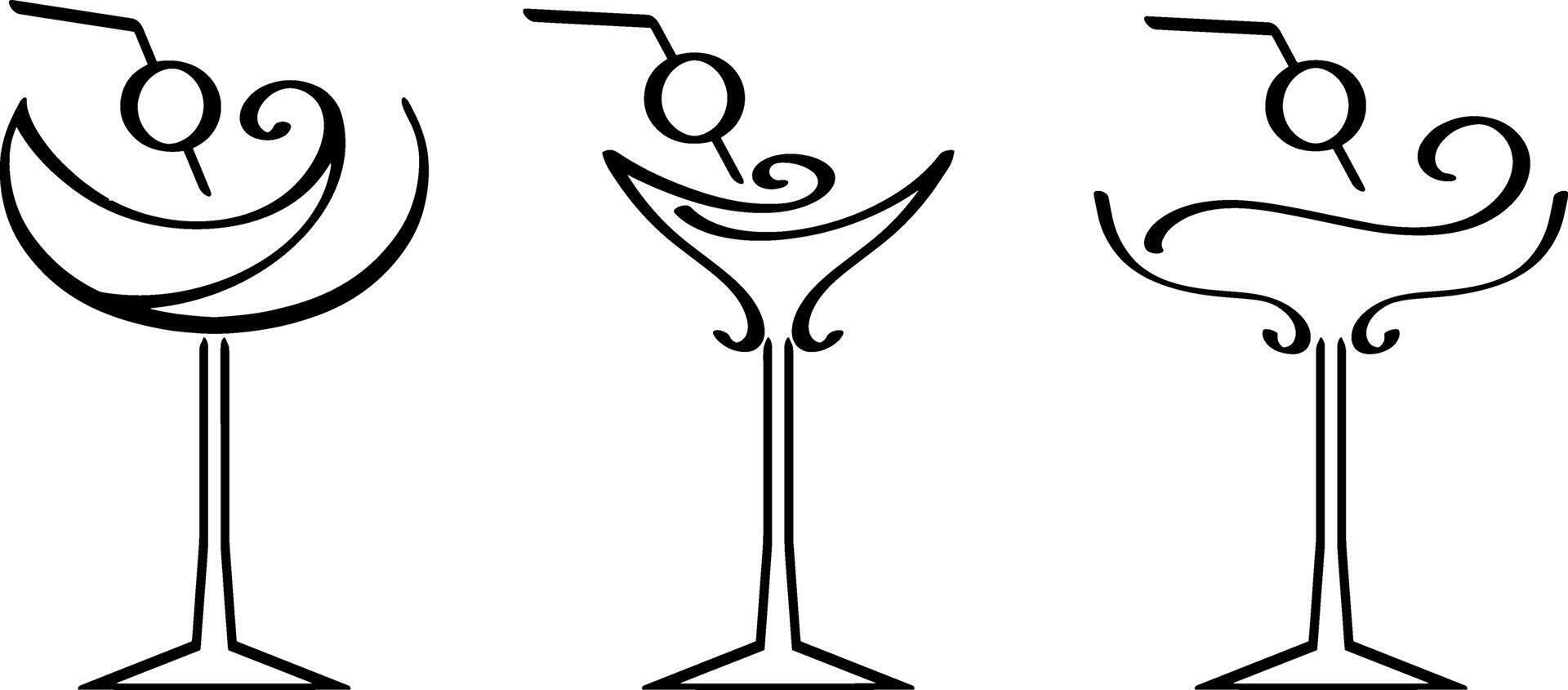Cocktail icon Drink stencil clipart Engraving vector