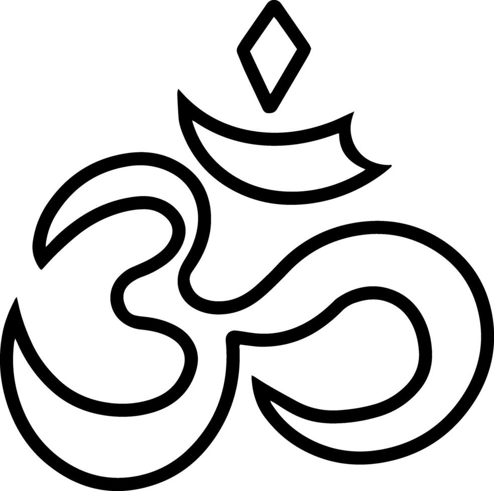 Yoga icon Oriental design element Hand drawn line art oum Doodle sketch vector