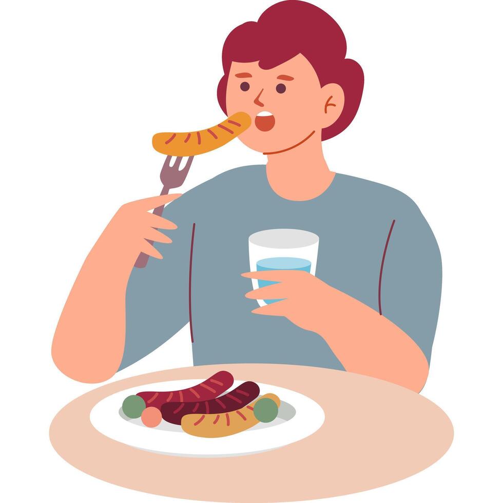 eating modern style cartoon character illustration vector