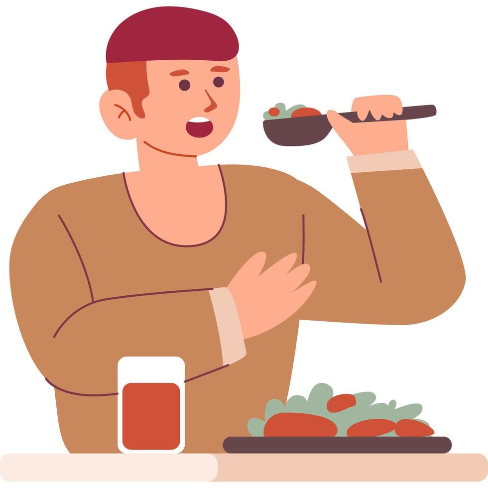 eating modern style cartoon character illustration vector