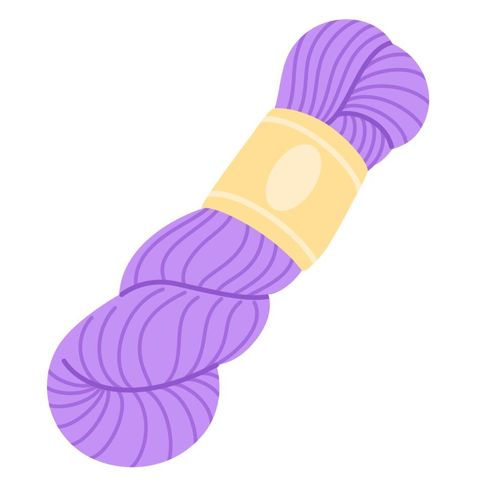 Yarn ball for knitting and crochet. Weaving wool. Needlework, tools for sewing and knitting. Flat illustration isolated on white vector
