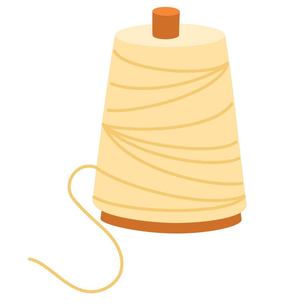 Thread spool, reel. Sewing bobbin. Rolled string, fibre for needlework, dressmaking. Handicraft, needlecraft accessory. Flat graphic illustration isolated on white background vector