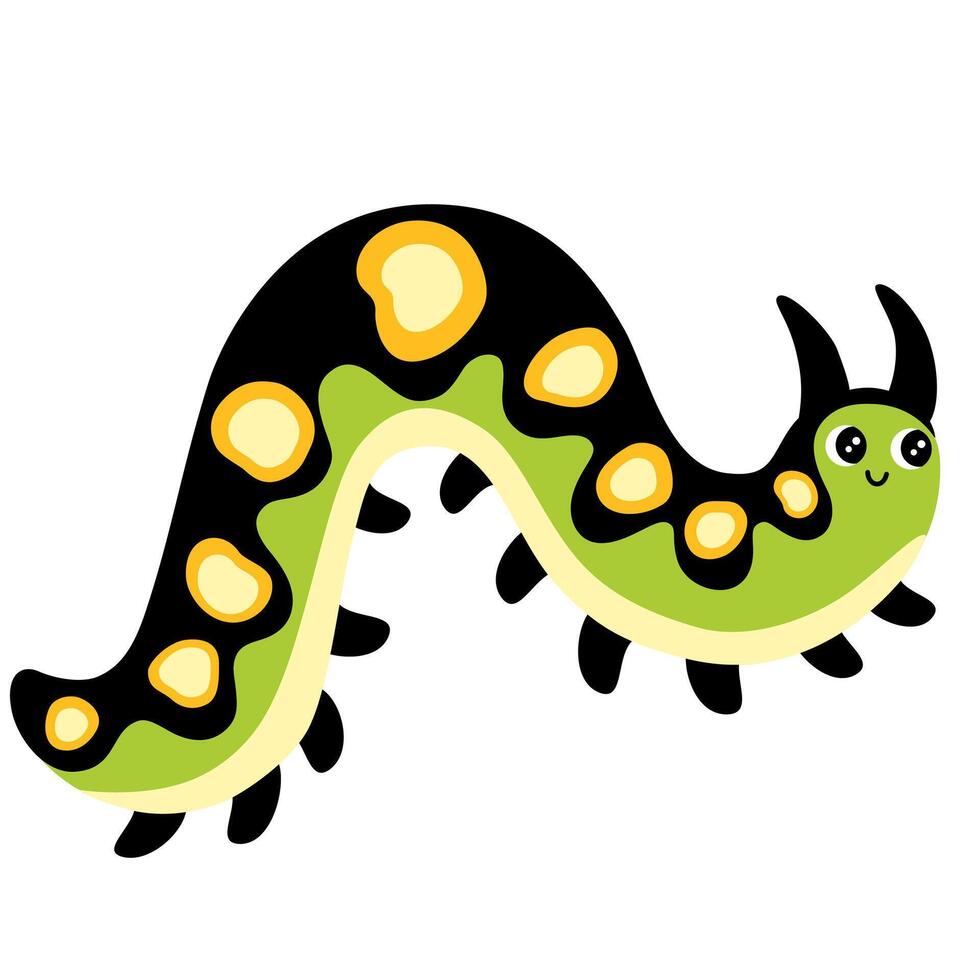 Caterpillar cartoon character. Cute insect. hand draw illustration isolated on white background vector
