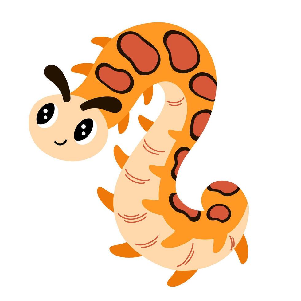 Caterpillar cartoon character. Cute insect. hand draw illustration isolated on white background vector