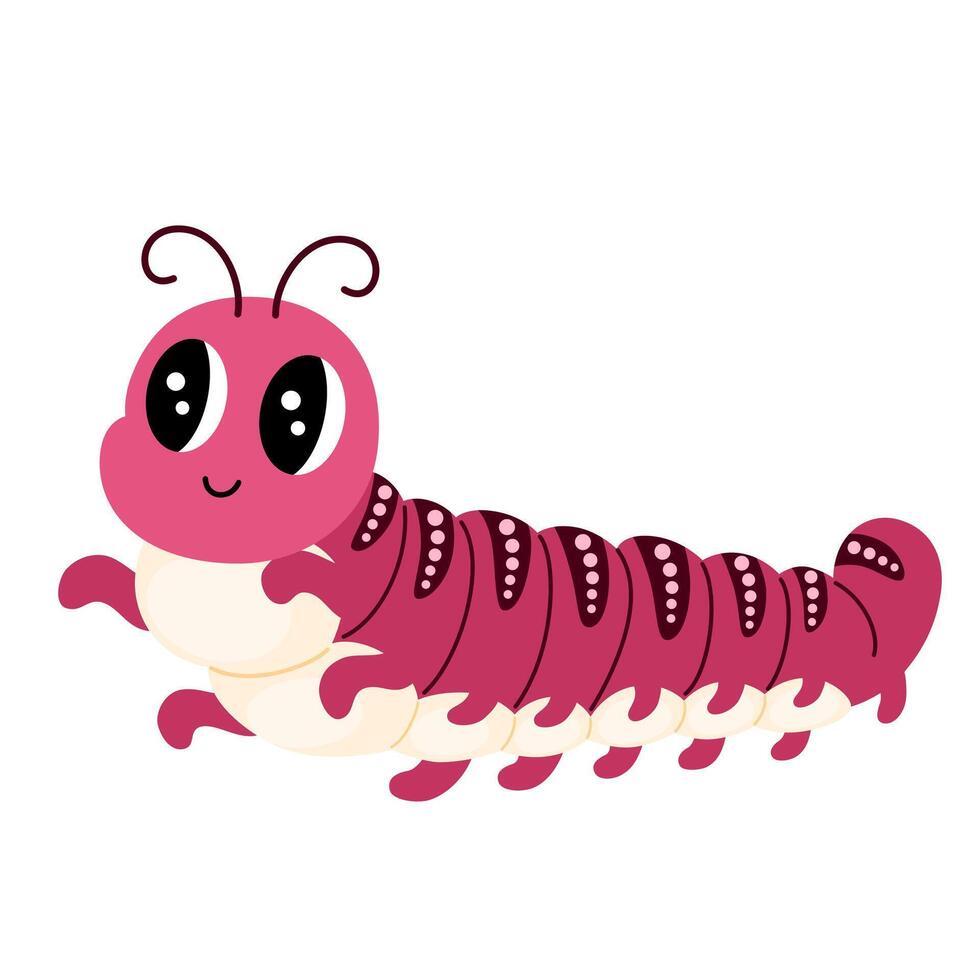 Caterpillar cartoon character. Cute insect. hand draw illustration isolated on white background vector