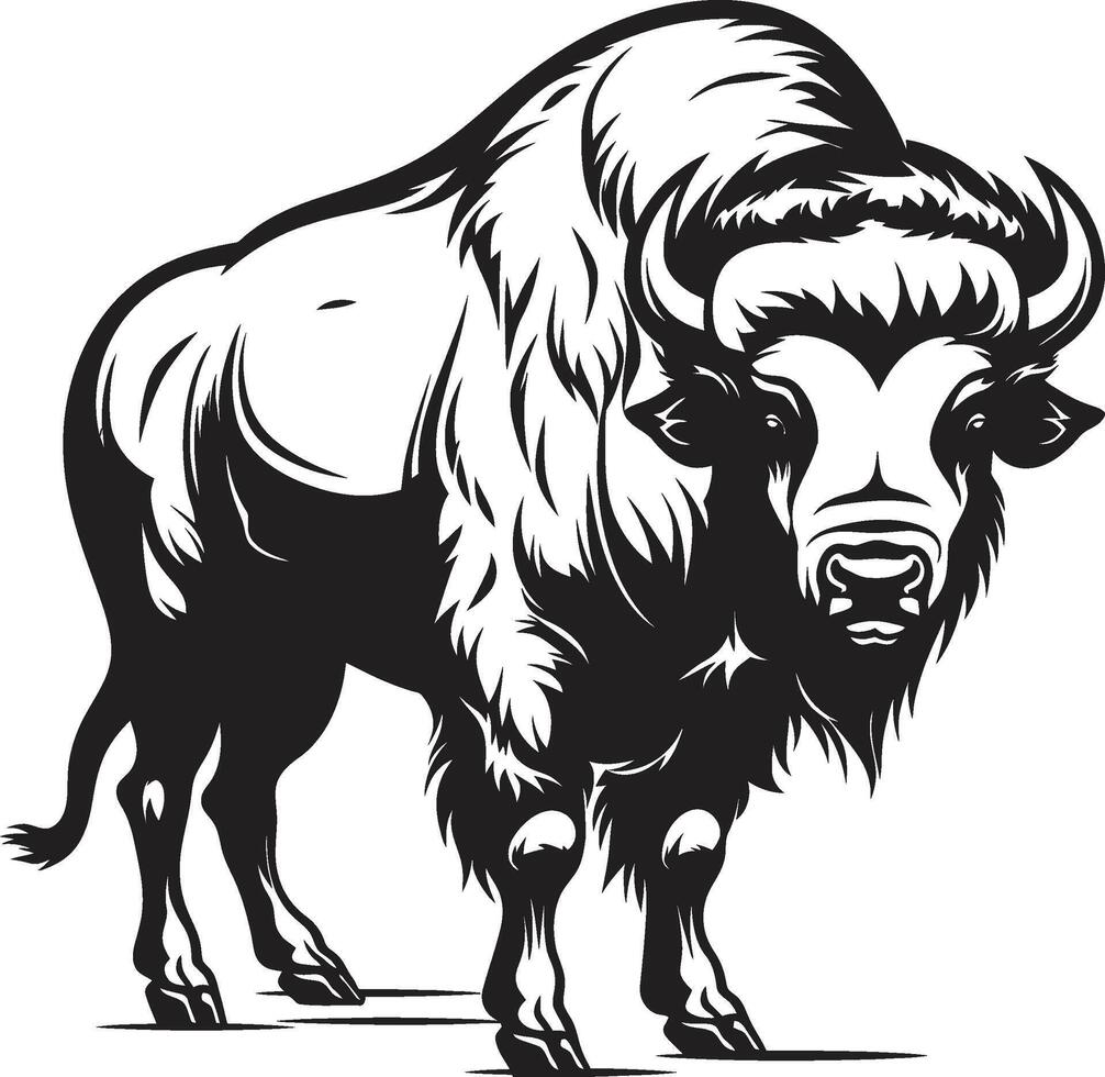 The Stoic Guardian Black Bison Logo Unleash the Power Black Bison Design vector