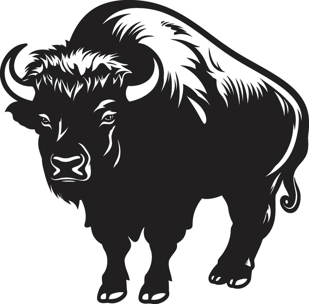 The Bison Way Strength Freedom and Power Black Bison Icon A Symbol for Generations vector