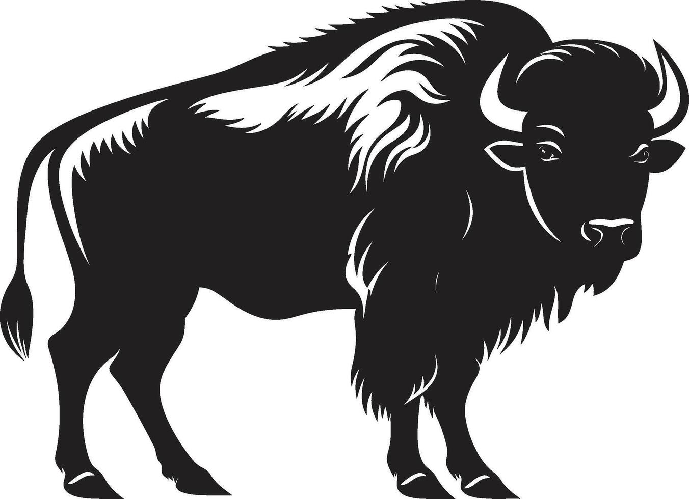 Power and Progress Bison Icon in Bison Spirit A Black Icon of Perseverance vector