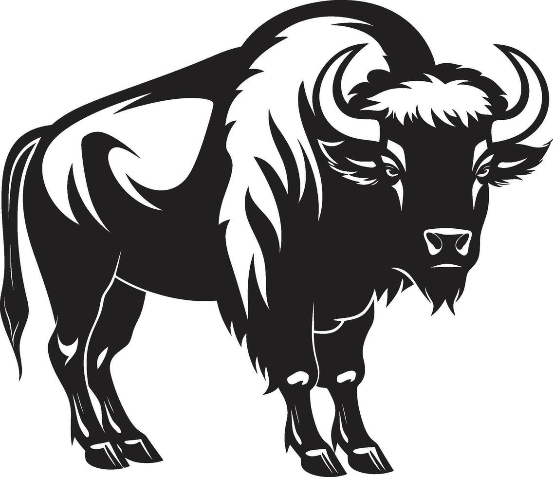 Sleek and Sophisticated Black Bison Iconography Black Bison Where Less is More vector