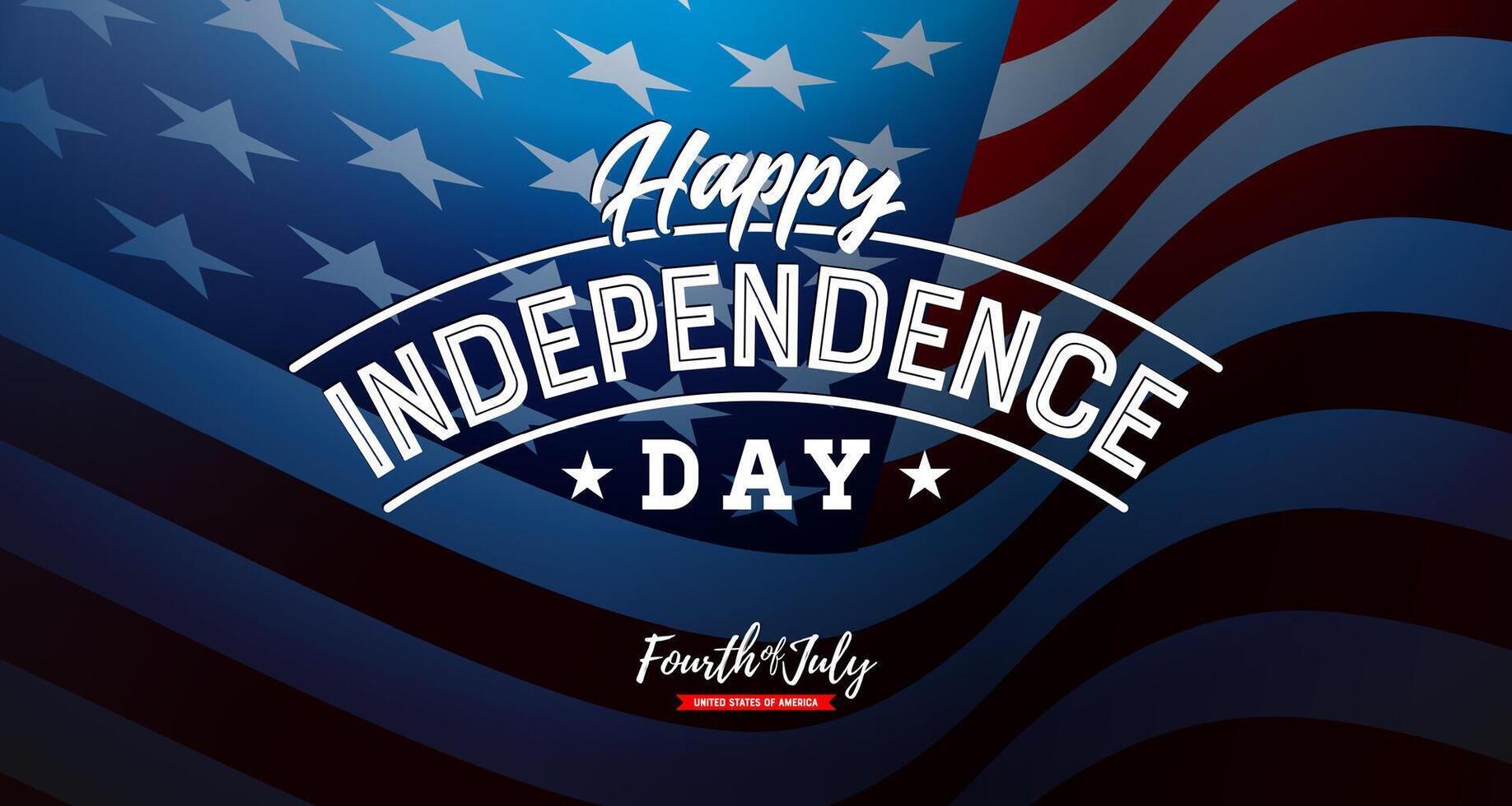4th of July Independence Day of the USA Illustration with Typography Letter on American Flag Background. Fourth of July National Celebration Design with for Banner, Greeting Card, Invitation or vector