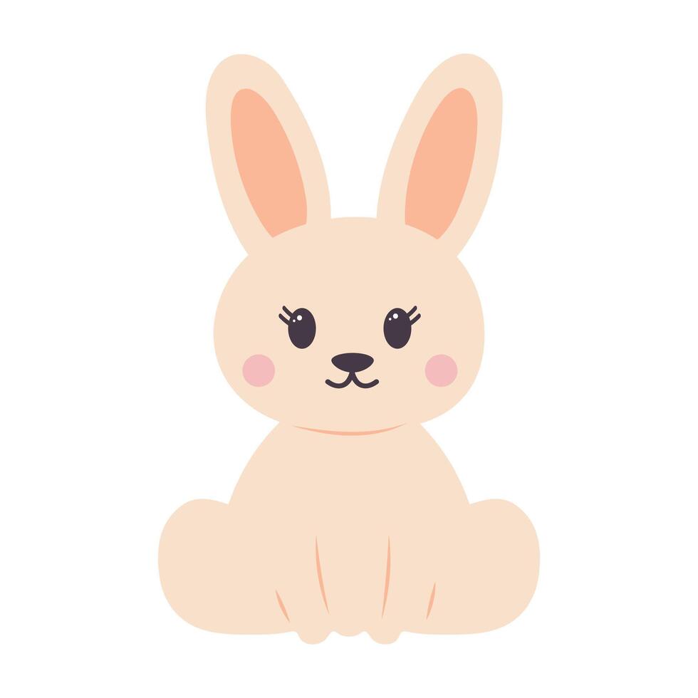 Cute kawaii bunny. Cartoon funny rabbit character. illustration isolated on white background. vector