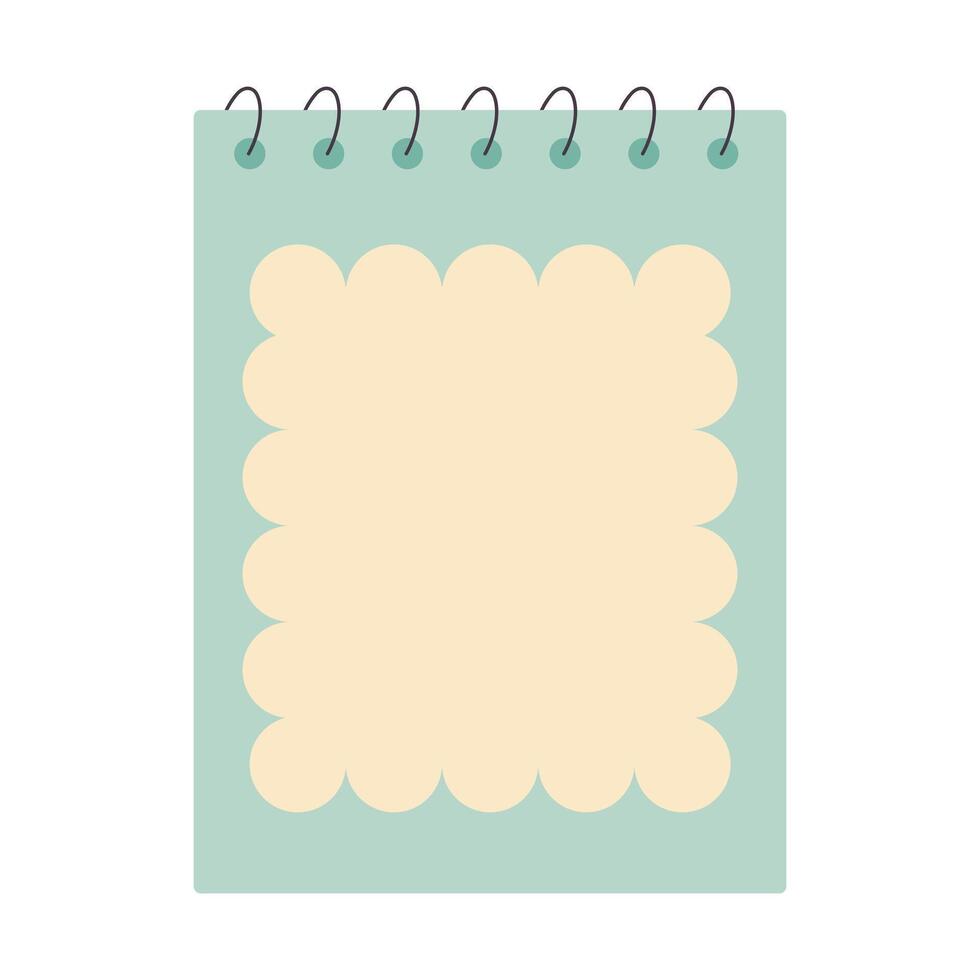 Memo notepad with cute cloud design. Spiral notebook template for notes. Workbook for school, planner, personal organizer. vector