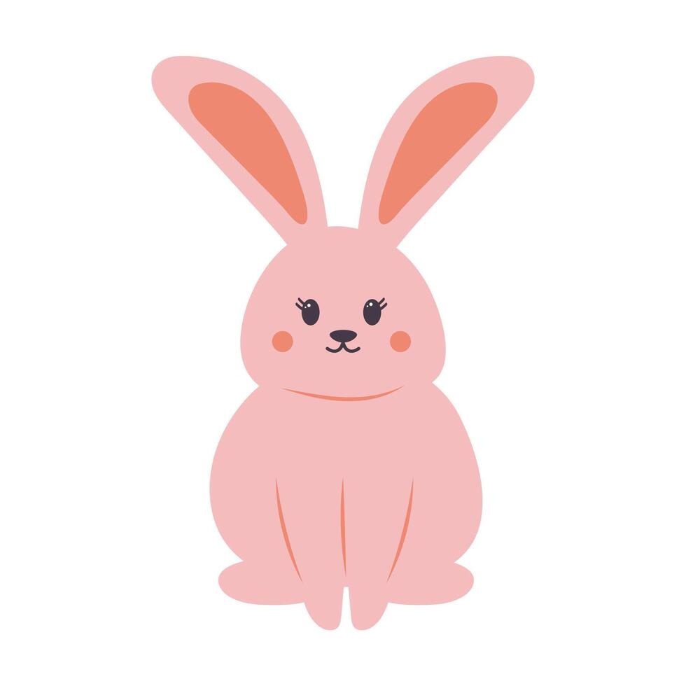 Cute kawaii bunny. Cartoon funny rabbit character. illustration isolated on white background. vector