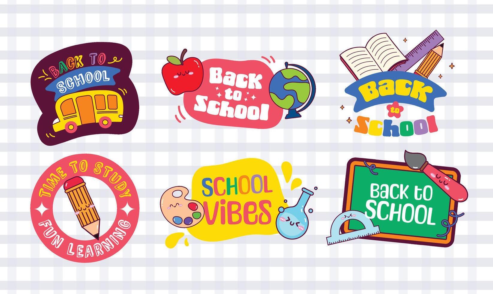 hand drawn sticker label back to school theme vector