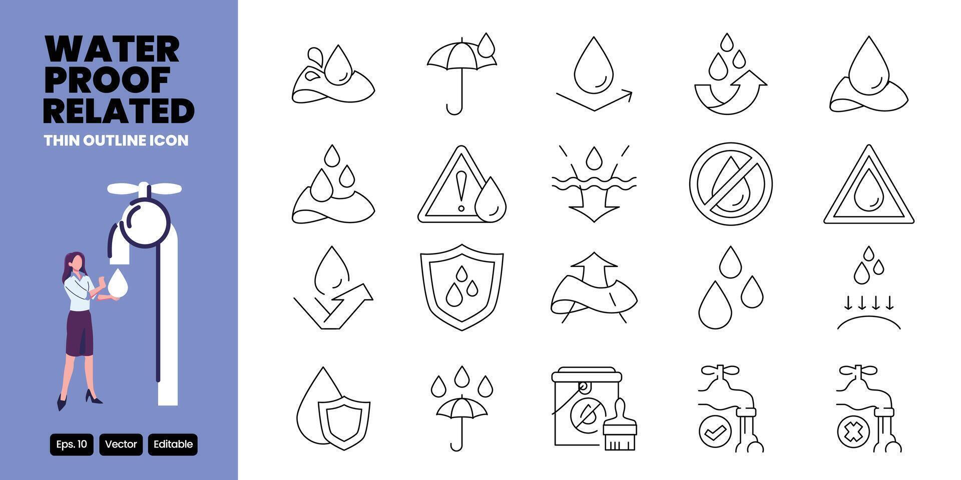 waterproof related thin outline icon design good for web and mobile app vector