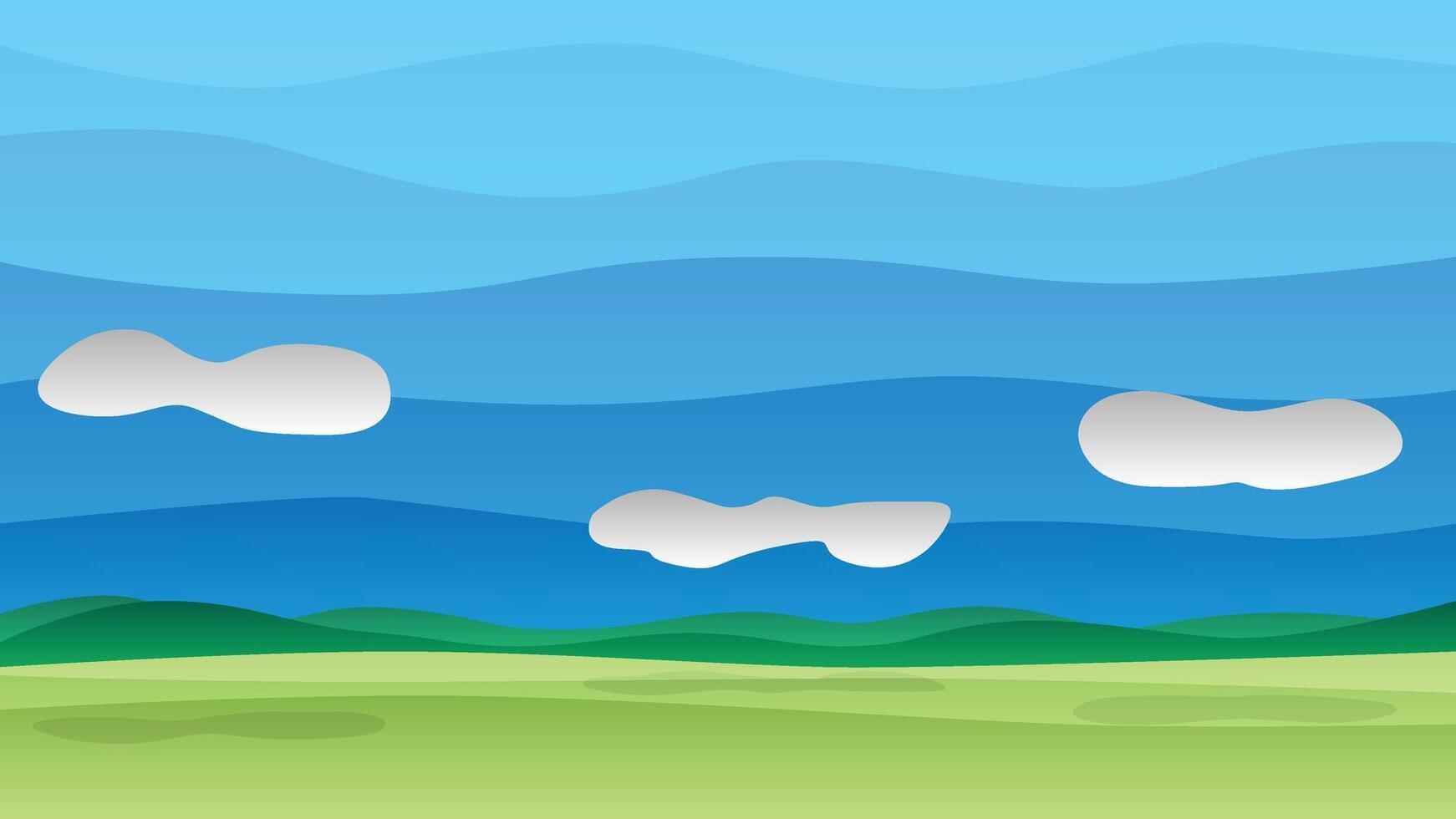 Nature background of or illustration. Gradient curve of the mountain grassland landscape under the blue sky. For support presentation. vector