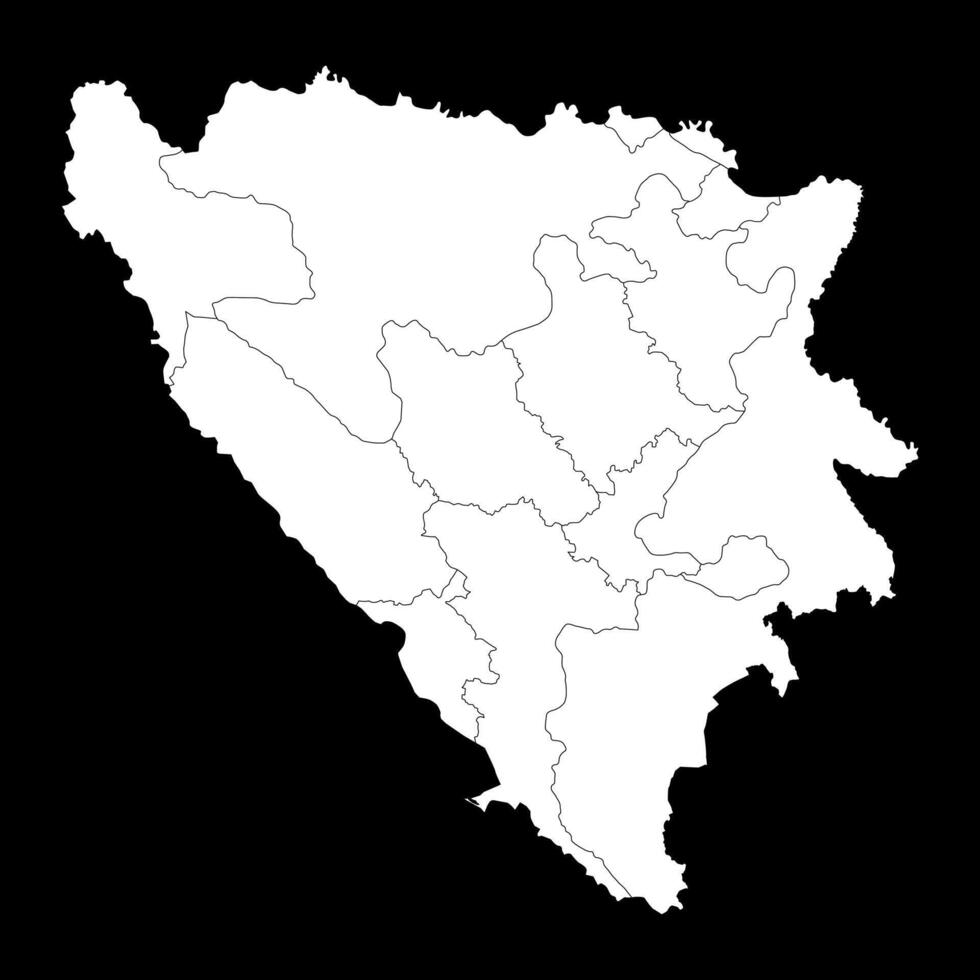 Bosnia and Herzegovina map with administrative districts. illustration. vector