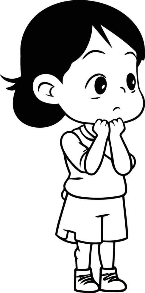 Girl thinking on white background of a girl thinking on white background. vector
