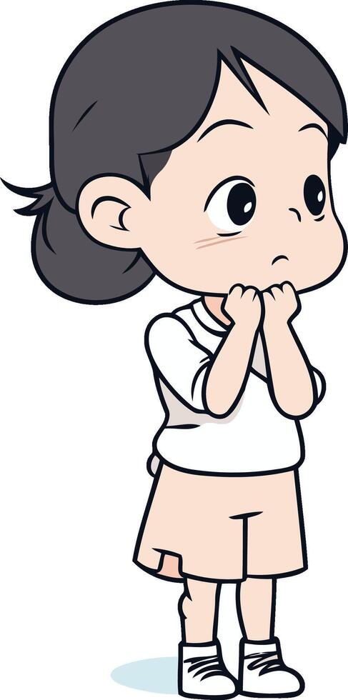 Girl thinking on white background of a girl thinking on white background. vector