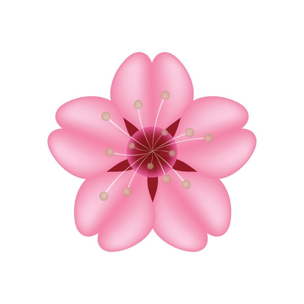 Cherry Blossom Sakura emoji illustration. Simple and cute cherry blossom petal illustration isolated on white background. vector