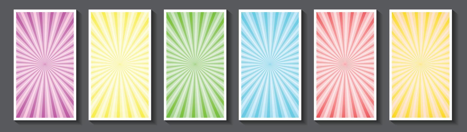 Banner set with abstract colorful sunburst rays vector