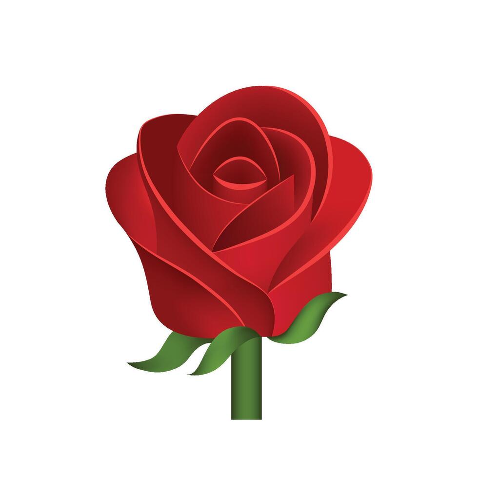 Red rose emoji illustration isolated on white background. Red Flower realistic 3d icon. vector