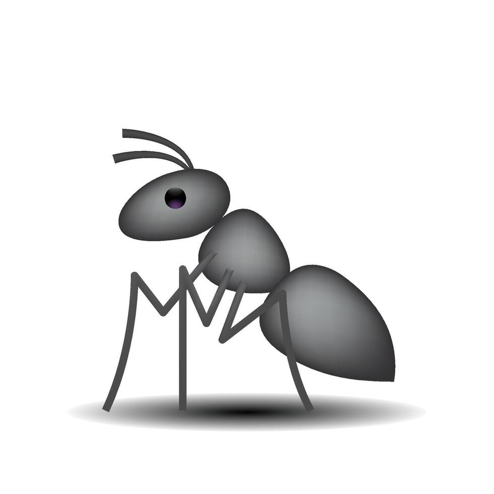 Ant emoji illustration isolated on white background. Cute ant cartoon. 3d illustration vector