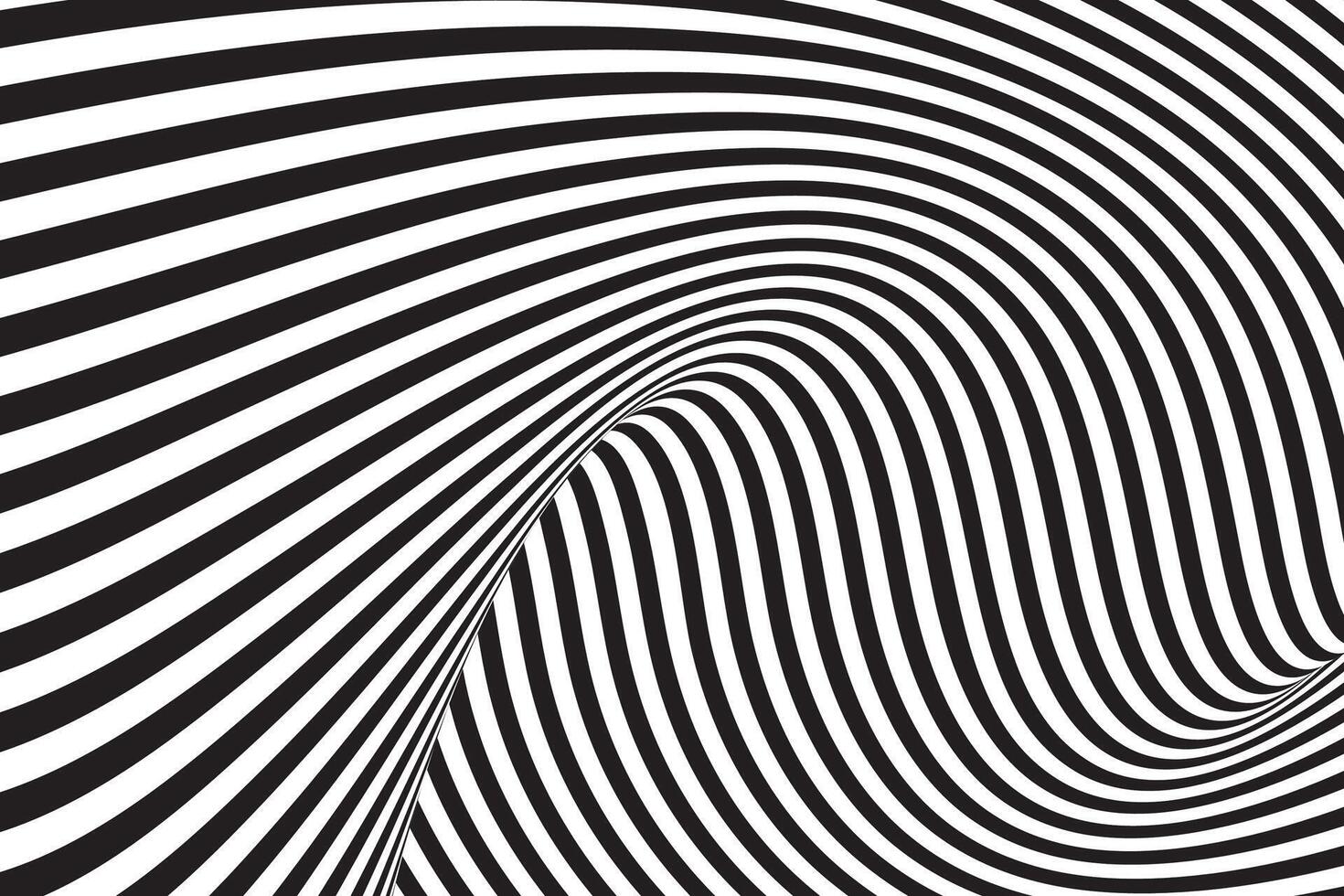 Optical art abstract black and white background with wave lines. vector