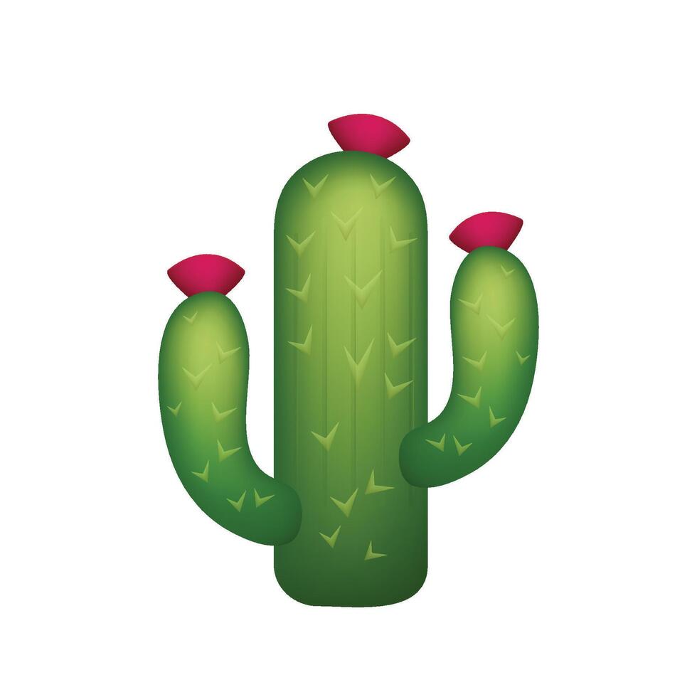 Cactus emoticon, flat icon. Isolated desert cactus plant emoji illustration. vector