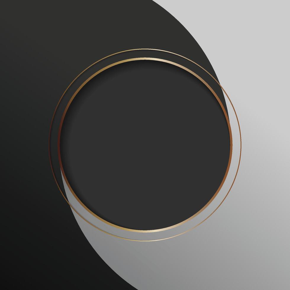 Gold gradient round frame. isolated on black and gray background. Gold and black round shape background. vector